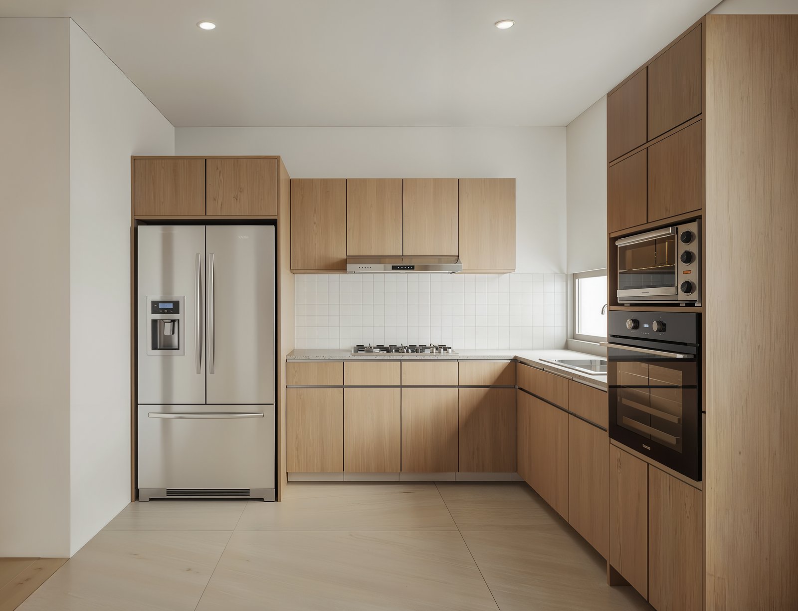 Cocina integral del departamento muestra en Lomas Altas, con acabados y equipamiento de entrega